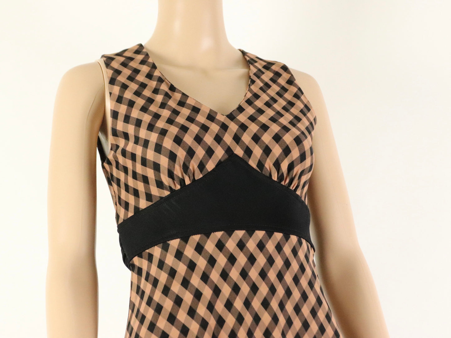 Brown Plaid Maxi dress, 1970s vintage