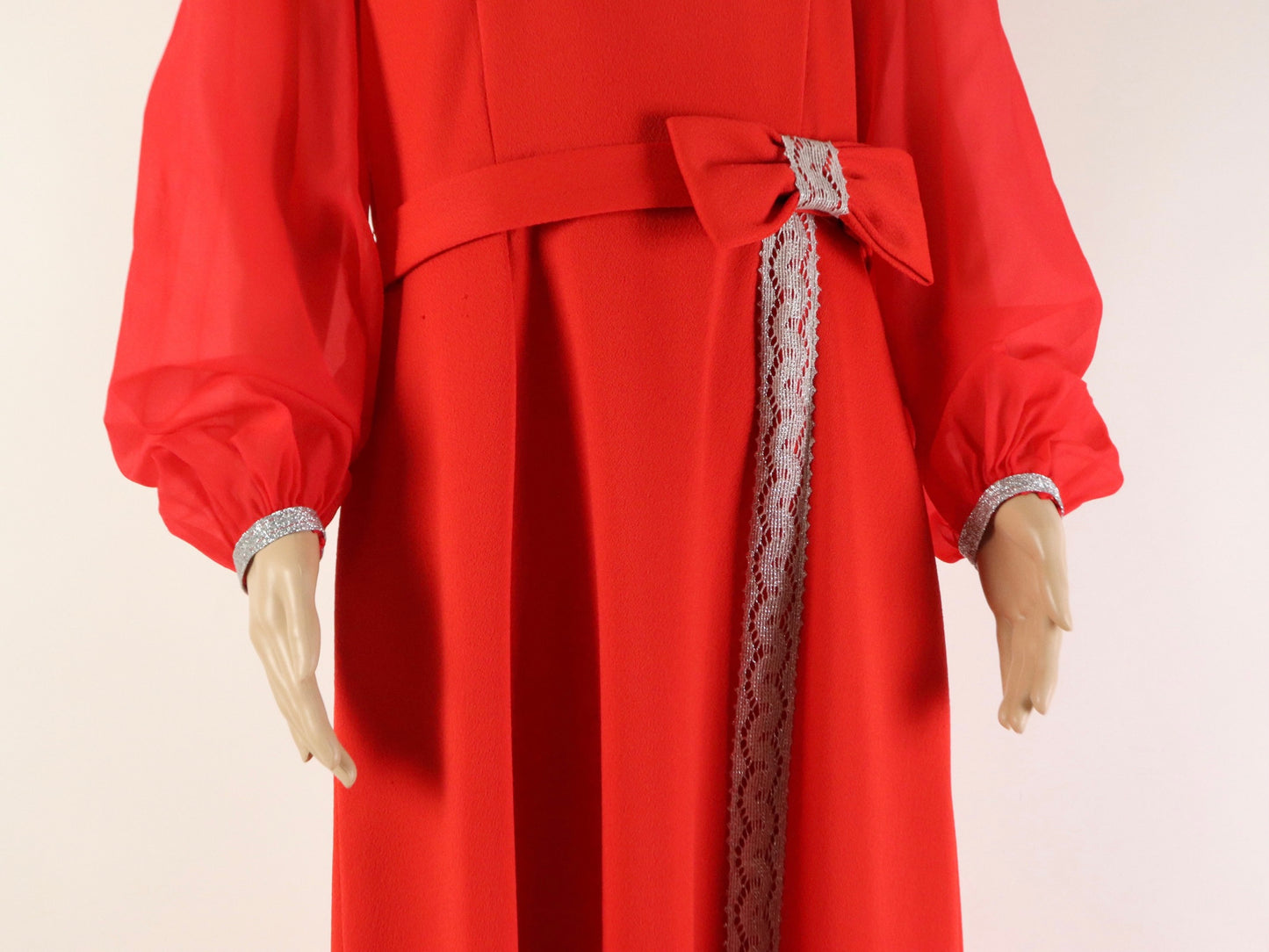 Long Red Party Dress, 1970s Vintage