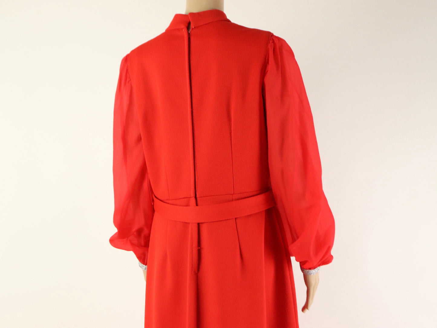 Long Red Party Dress, 1970s Vintage