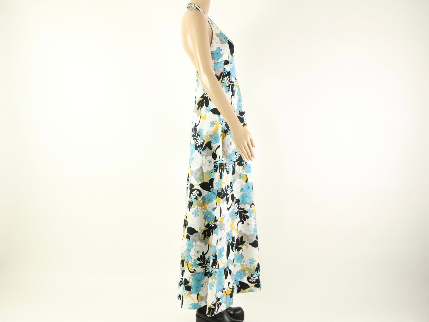 Abstract Floral Halter Maxi dress, 1970s vintage