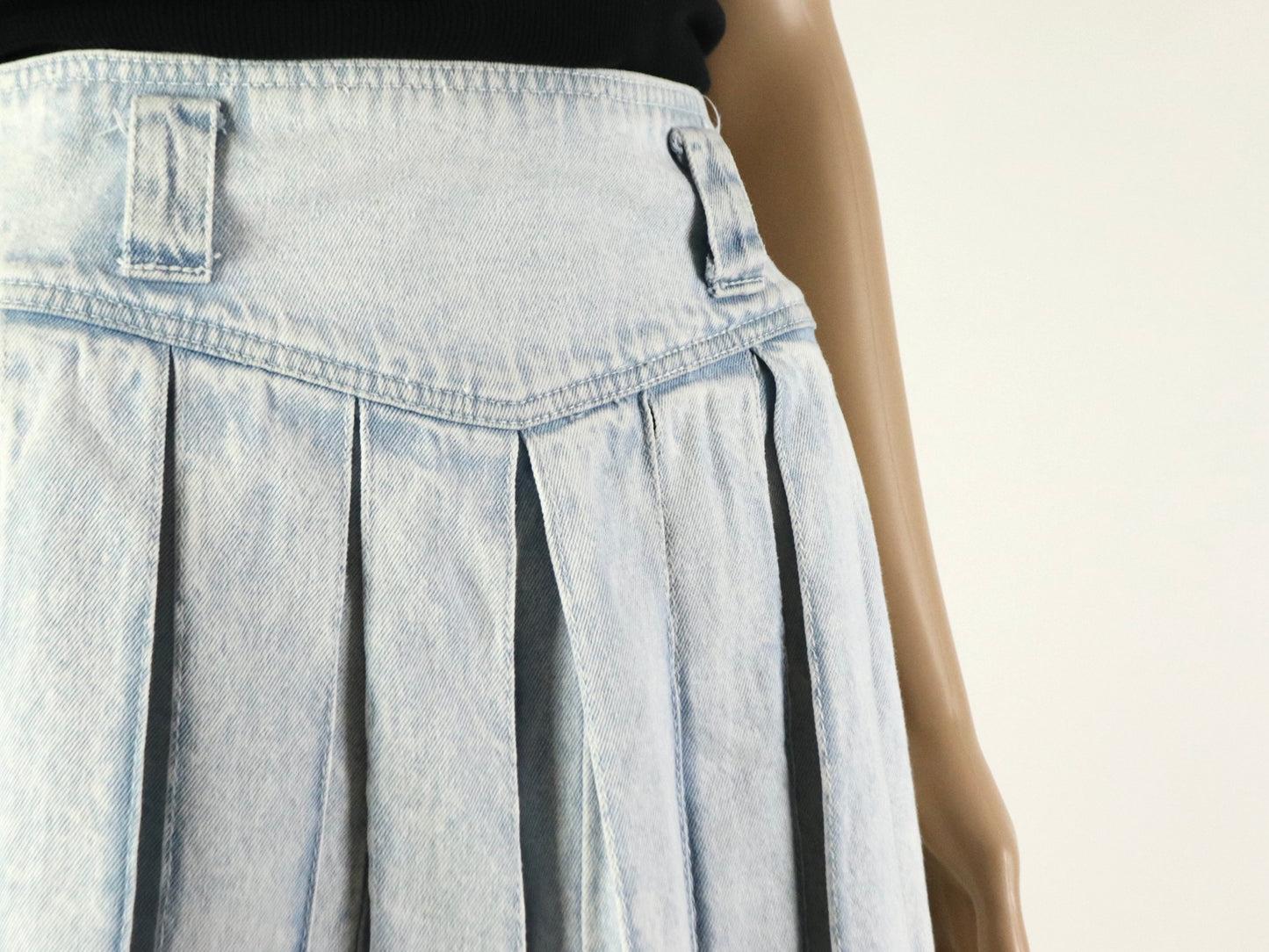 Light Blue Denim Pleated Mini Skort, Stefano, 1980s Vintage