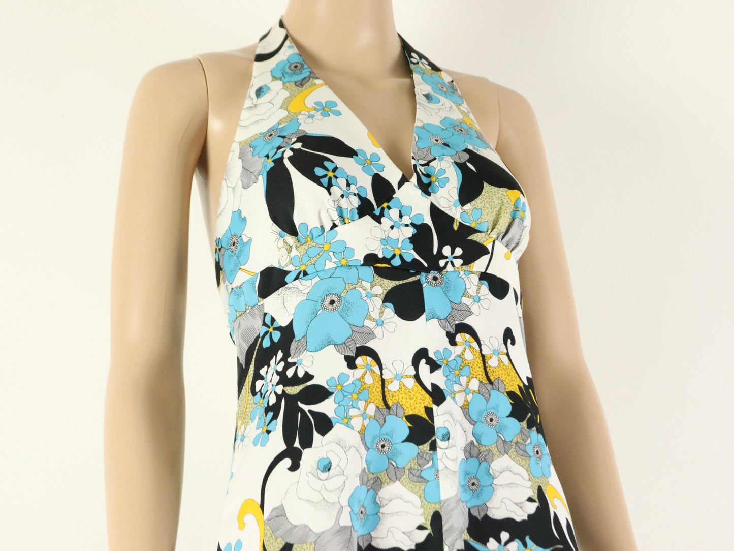 Abstract Floral Halter Maxi dress, 1970s vintage