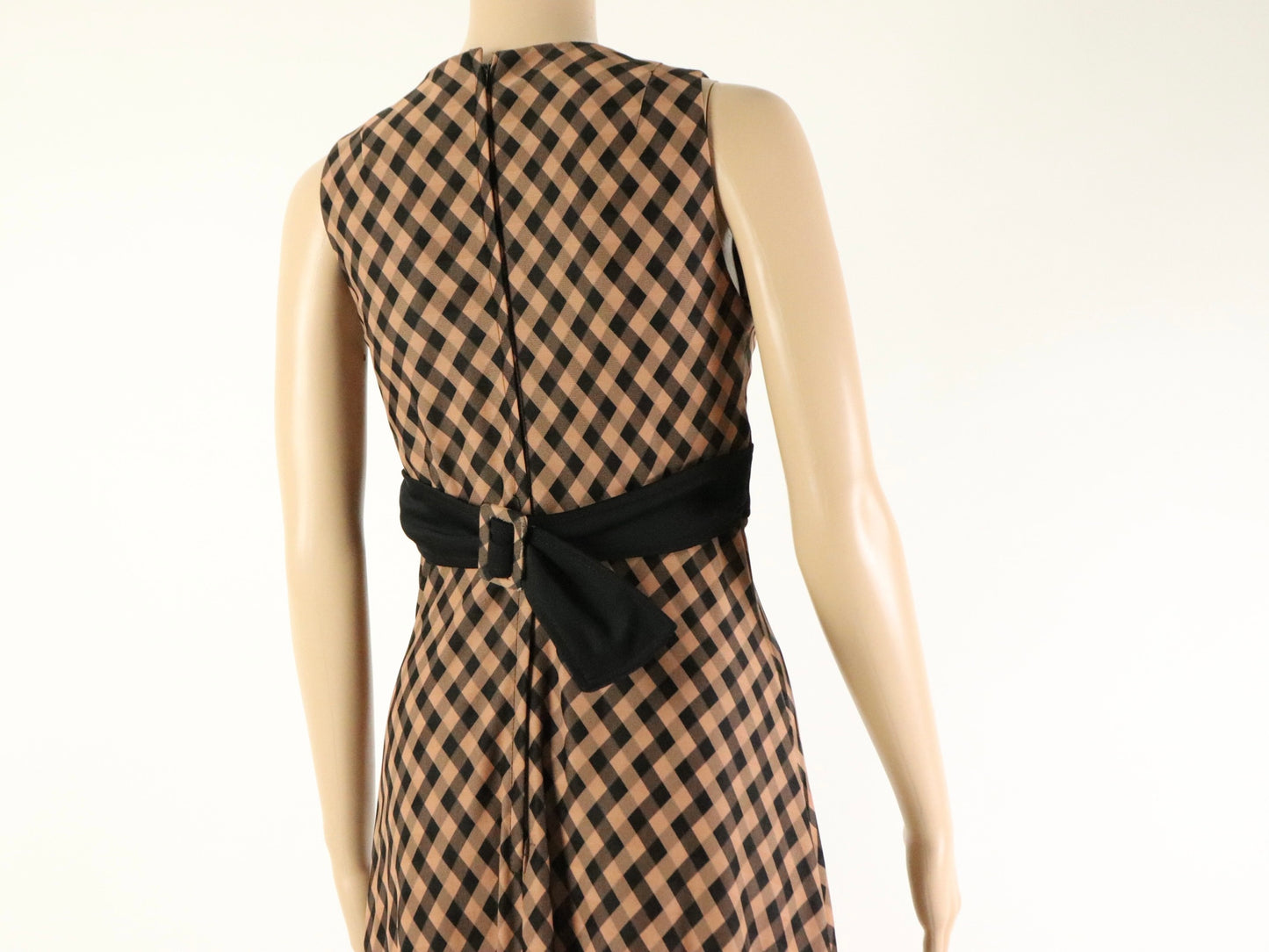 Brown Plaid Maxi dress, 1970s vintage