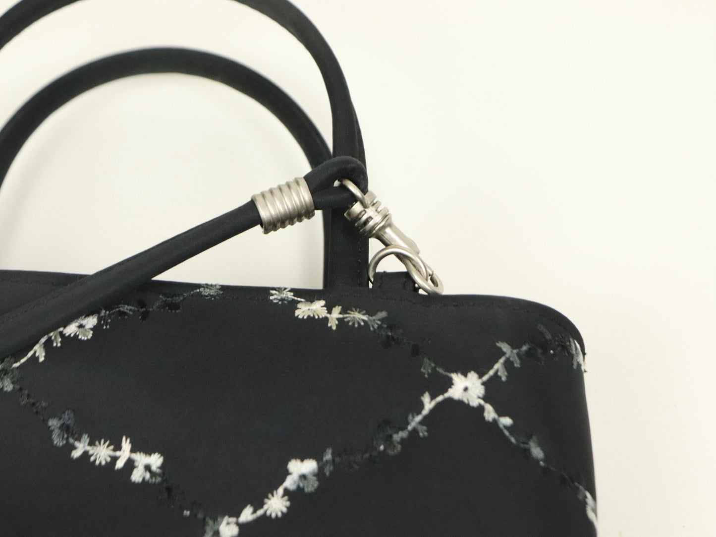 Black Floral Esprit Mini Bag, 1990s Vintage