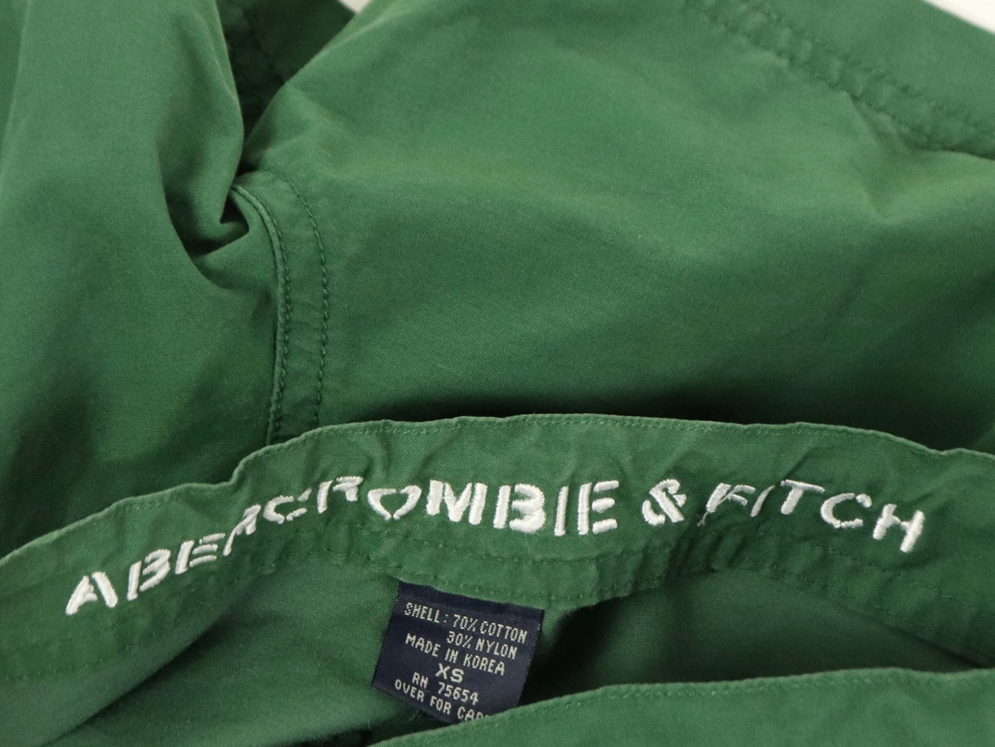 Abercrombie and Fitch Green and White Swim Trunks, 1990s Vintage