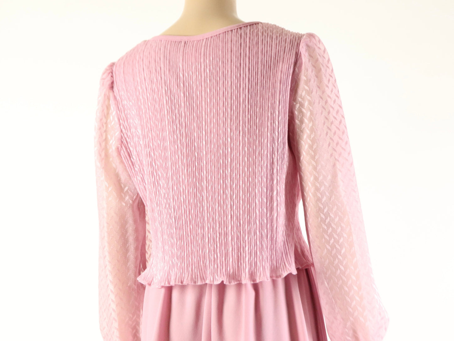 Pink Puff Sleeve Dress, 1970s Vintage
