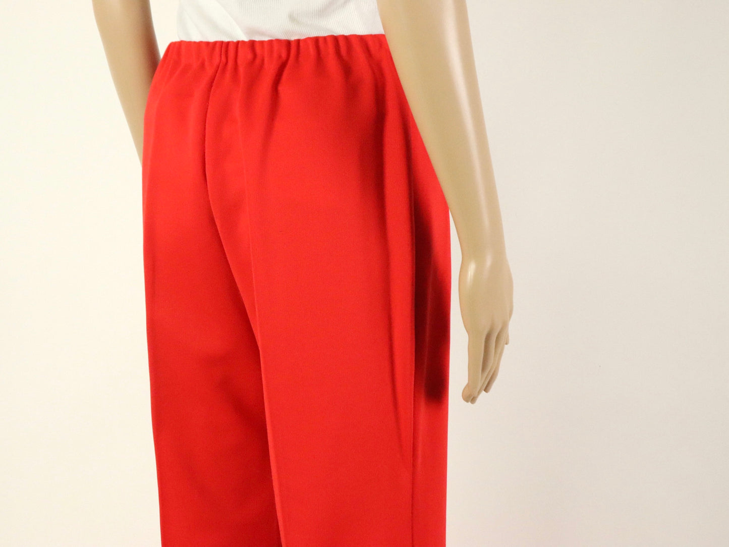 Red Polyester Flare Pants, 1970s Vintage