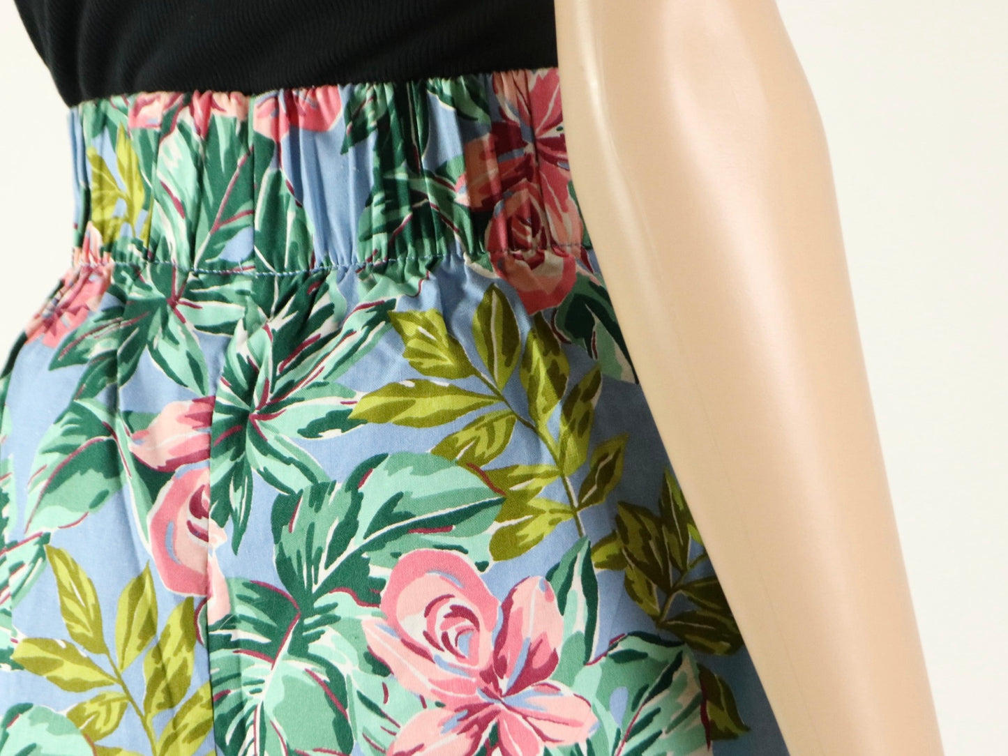 Blue High Wasted Tropical Lounge Shorts, Sea Delight, 1980s Vintage