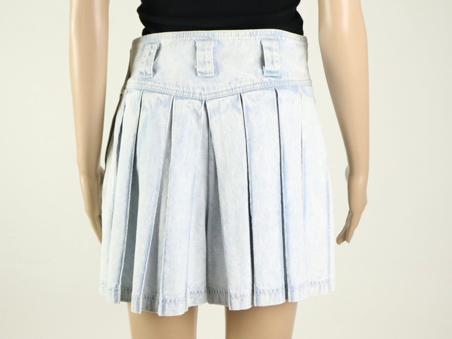 Light Blue Denim Pleated Mini Skort, Stefano, 1980s Vintage
