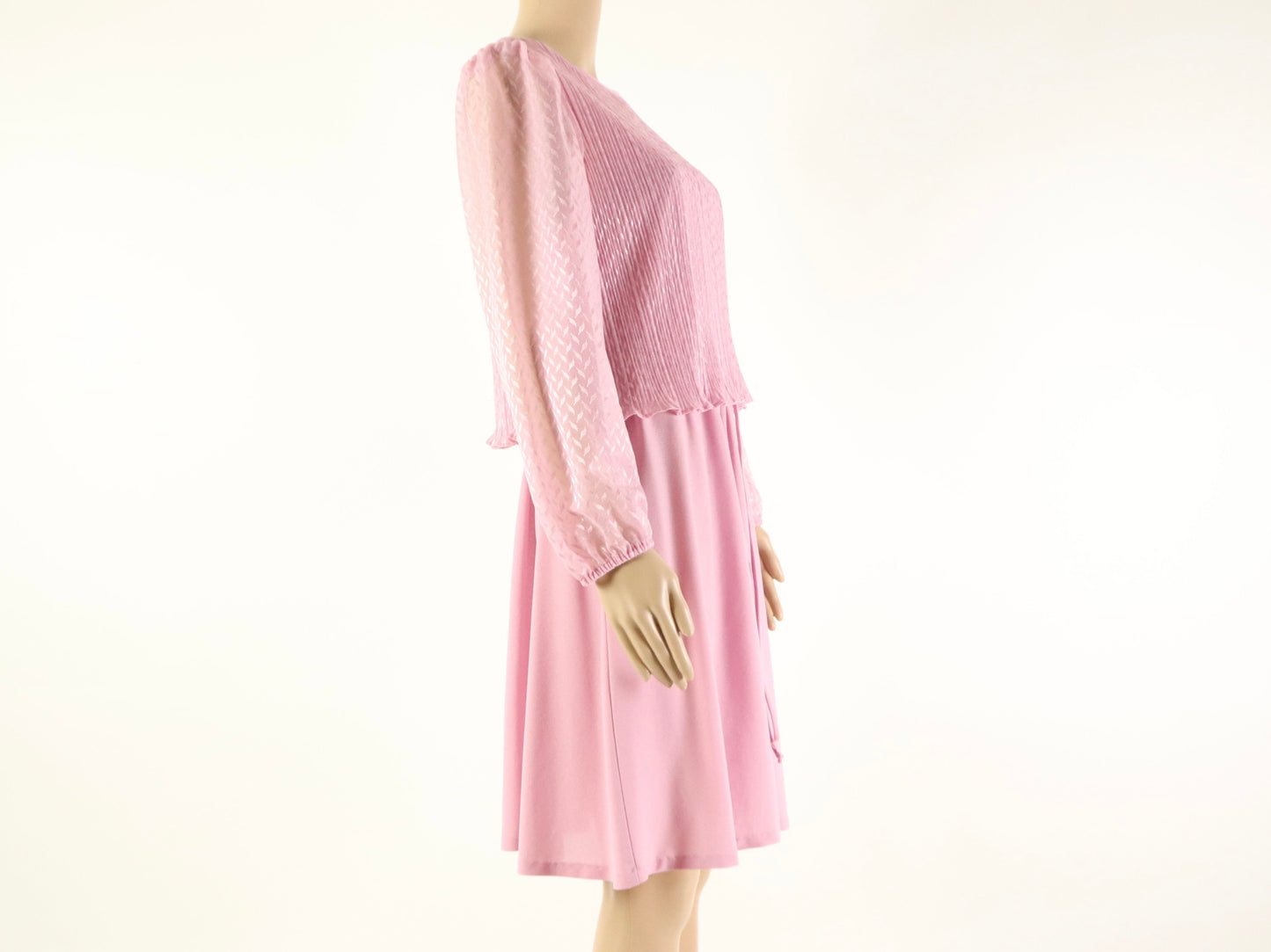 Pink Puff Sleeve Dress, 1970s Vintage