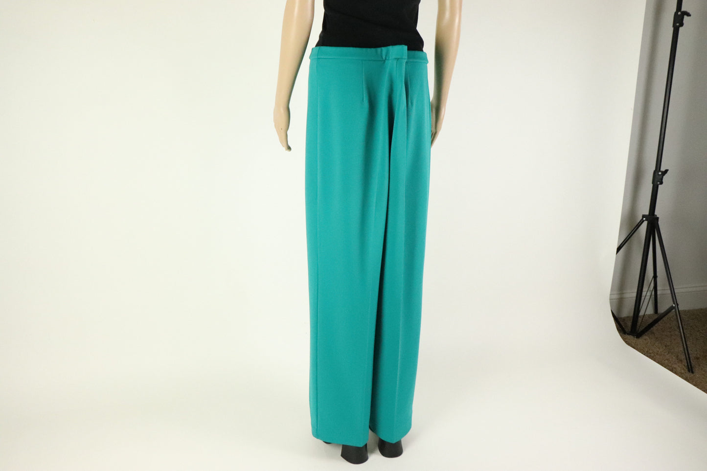 Turquoise Polyester Wide Leg Pants, 1970s Vintage