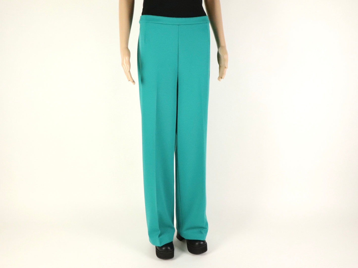 Turquoise Polyester Wide Leg Pants, 1970s Vintage
