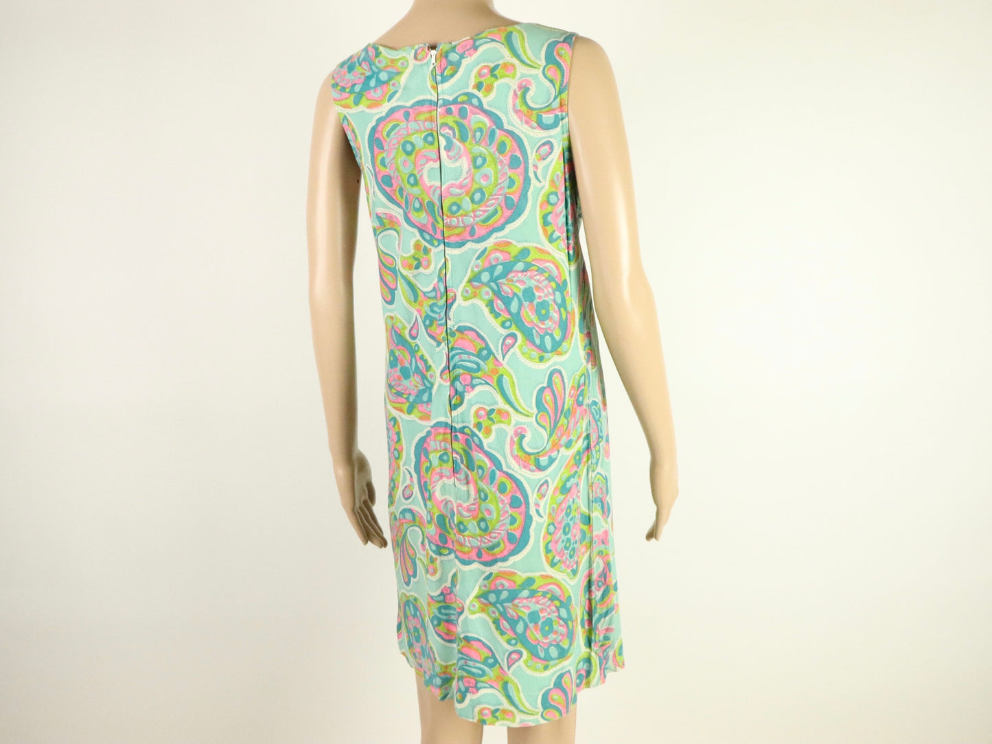 Blue Paisley Psychedelic Mini Dress, 1970s Vintage