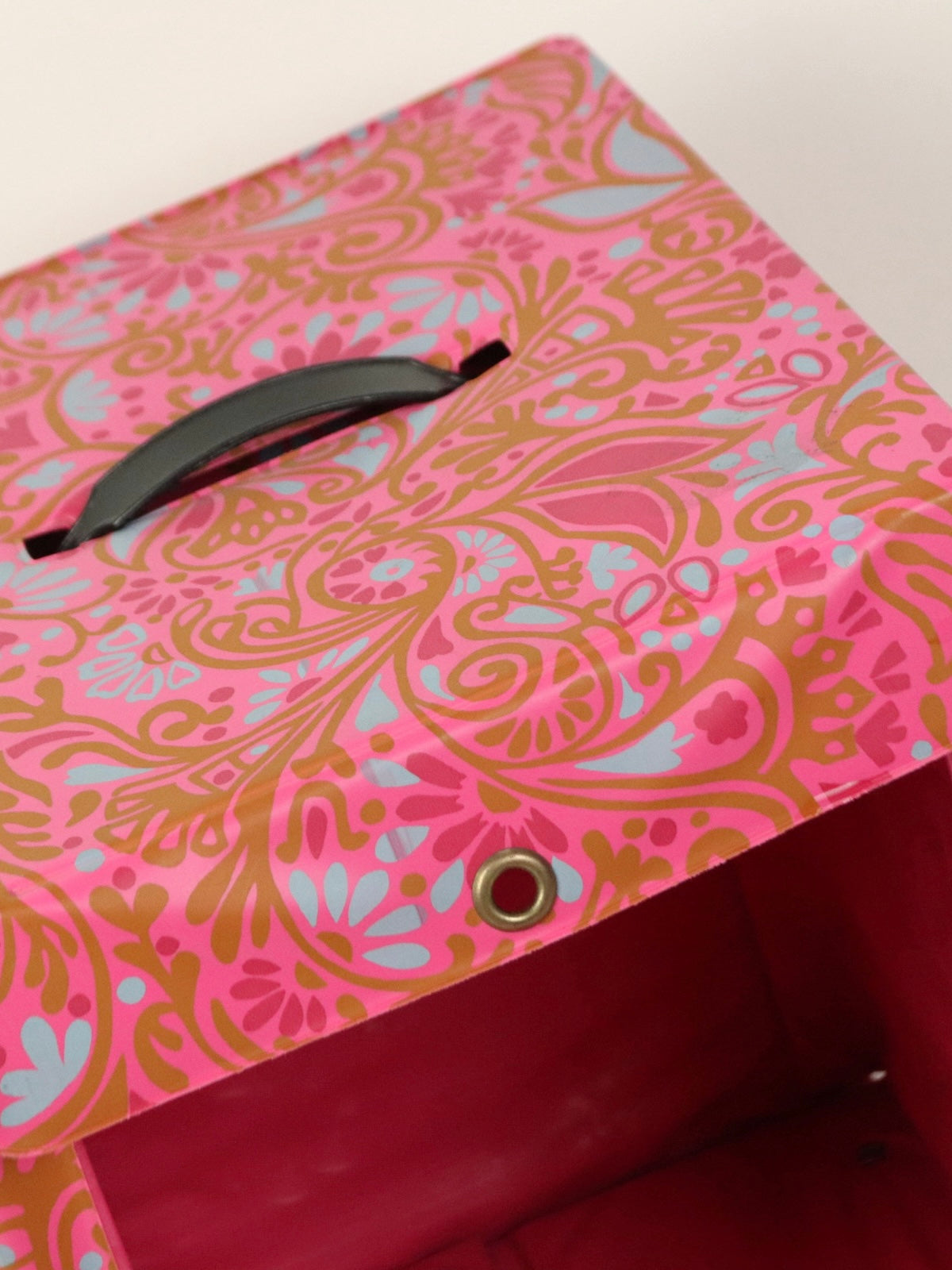 Mod Pink & Blue Floral Wig Storage Box Vinyl Carry Case, 1960s Vintage