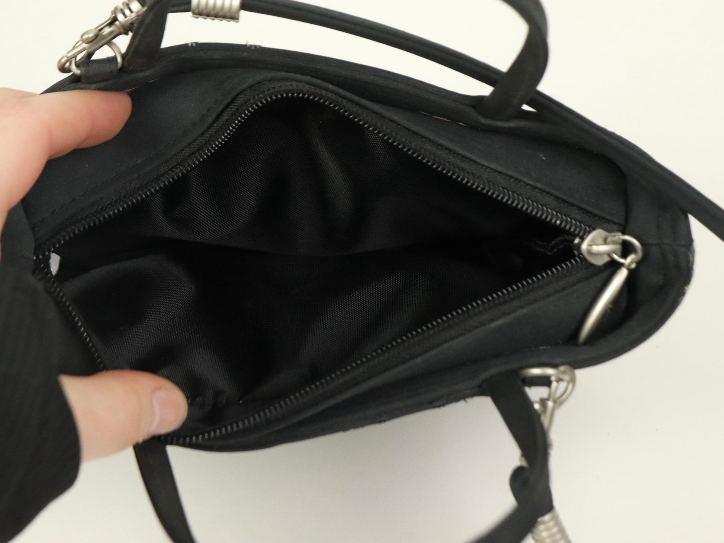 Black Floral Esprit Mini Bag, 1990s Vintage