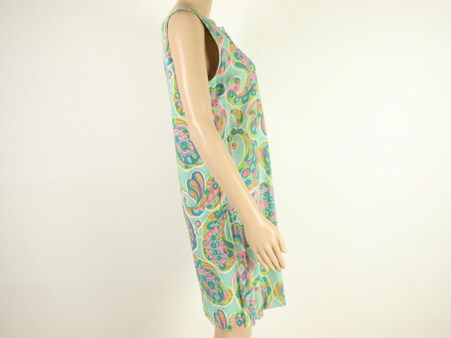 Blue Paisley Psychedelic Mini Dress, 1970s Vintage