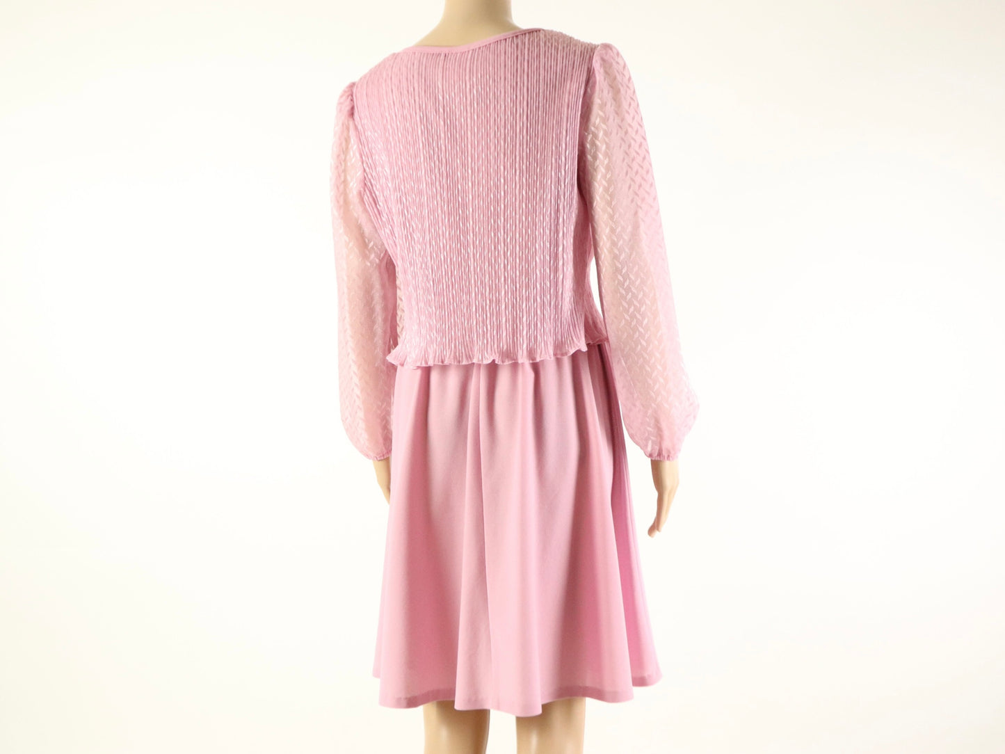 Pink Puff Sleeve Dress, 1970s Vintage