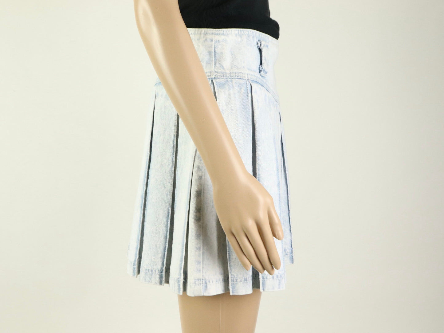 Light Blue Denim Pleated Mini Skort, Stefano, 1980s Vintage