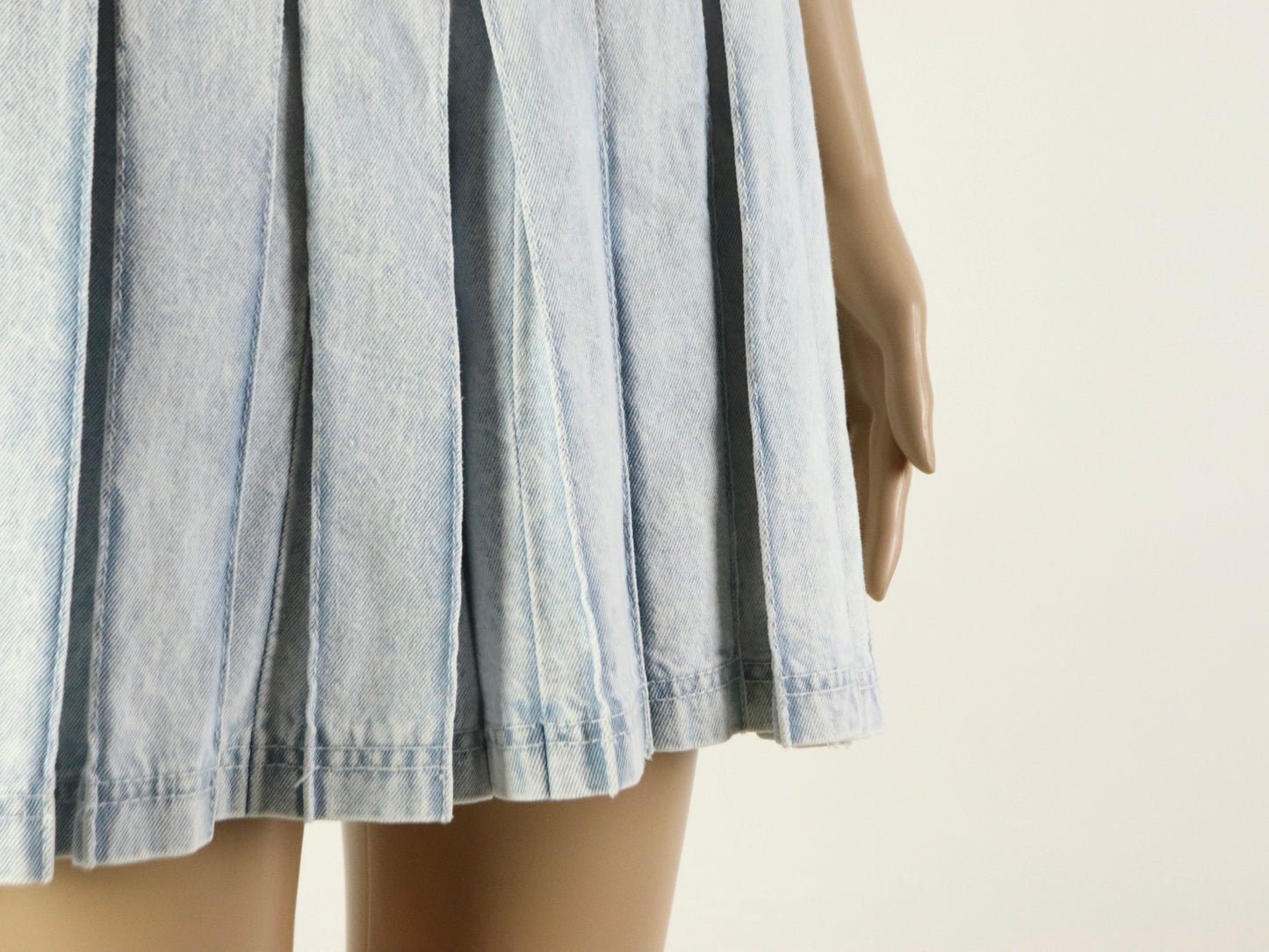 Light Blue Denim Pleated Mini Skort, Stefano, 1980s Vintage