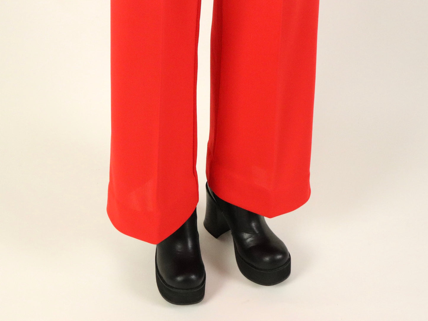 Red Polyester Flare Pants, 1970s Vintage