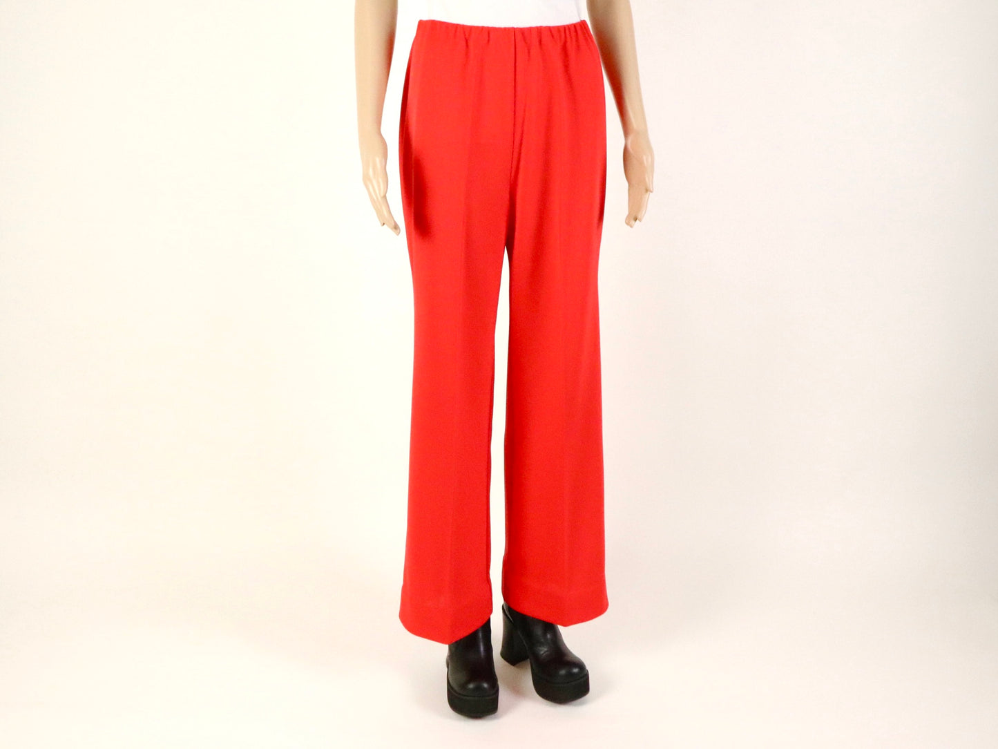 Red Polyester Flare Pants, 1970s Vintage