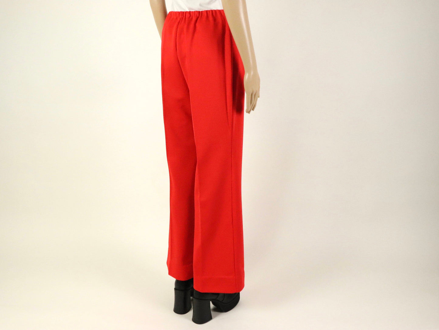 Red Polyester Flare Pants, 1970s Vintage