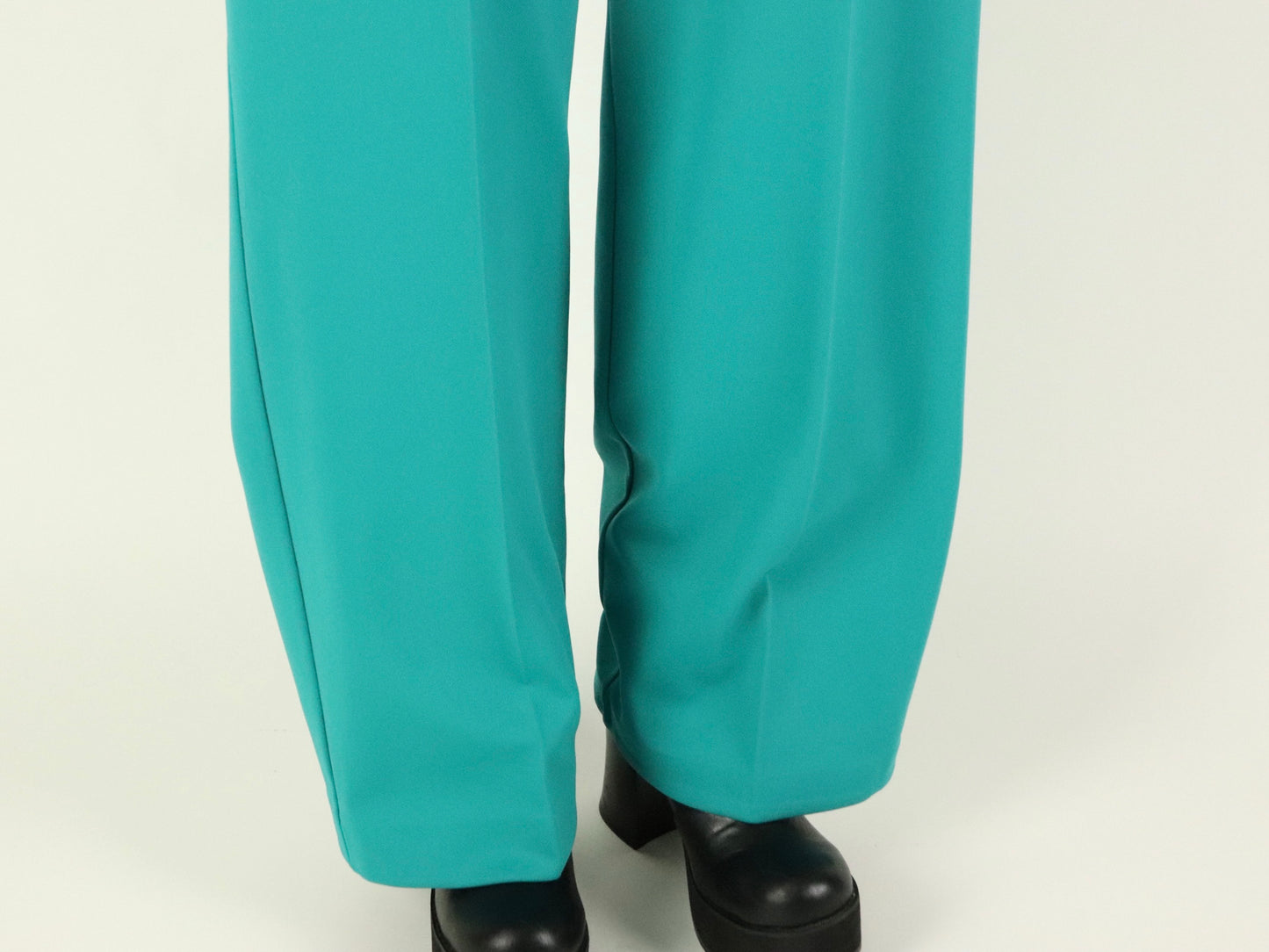 Turquoise Polyester Wide Leg Pants, 1970s Vintage