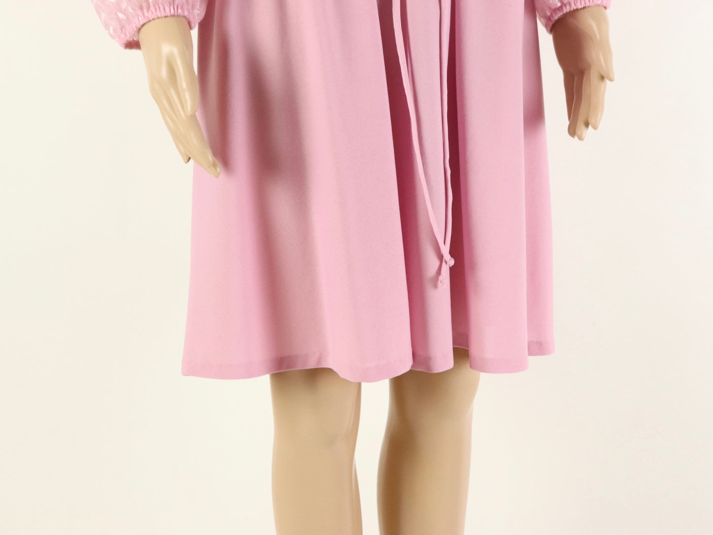 Pink Puff Sleeve Dress, 1970s Vintage
