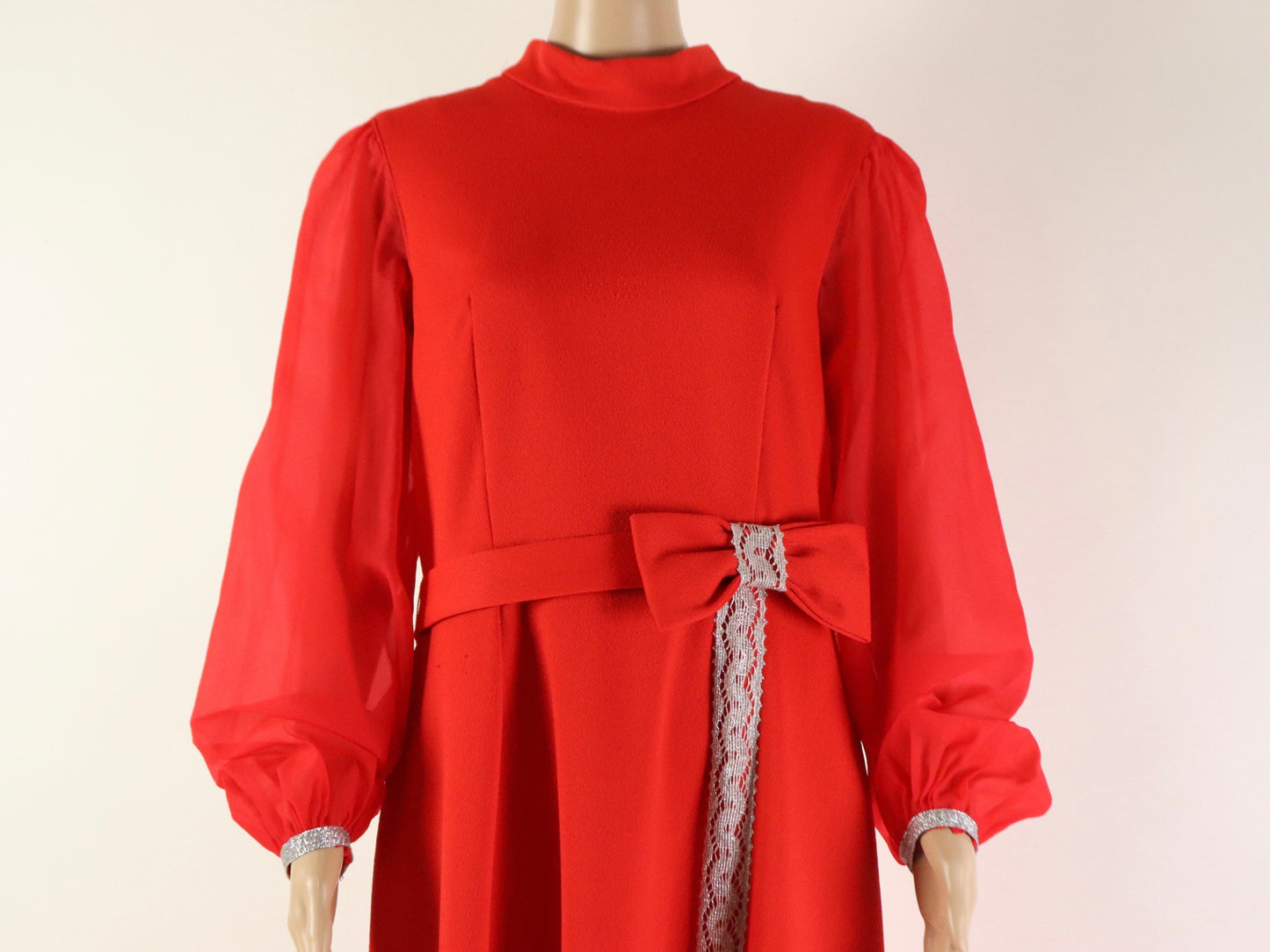 Long Red Party Dress, 1970s Vintage