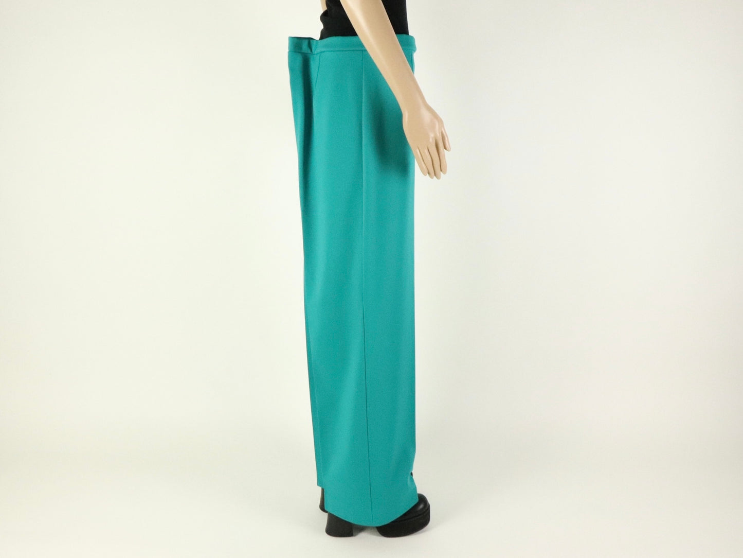 Turquoise Polyester Wide Leg Pants, 1970s Vintage