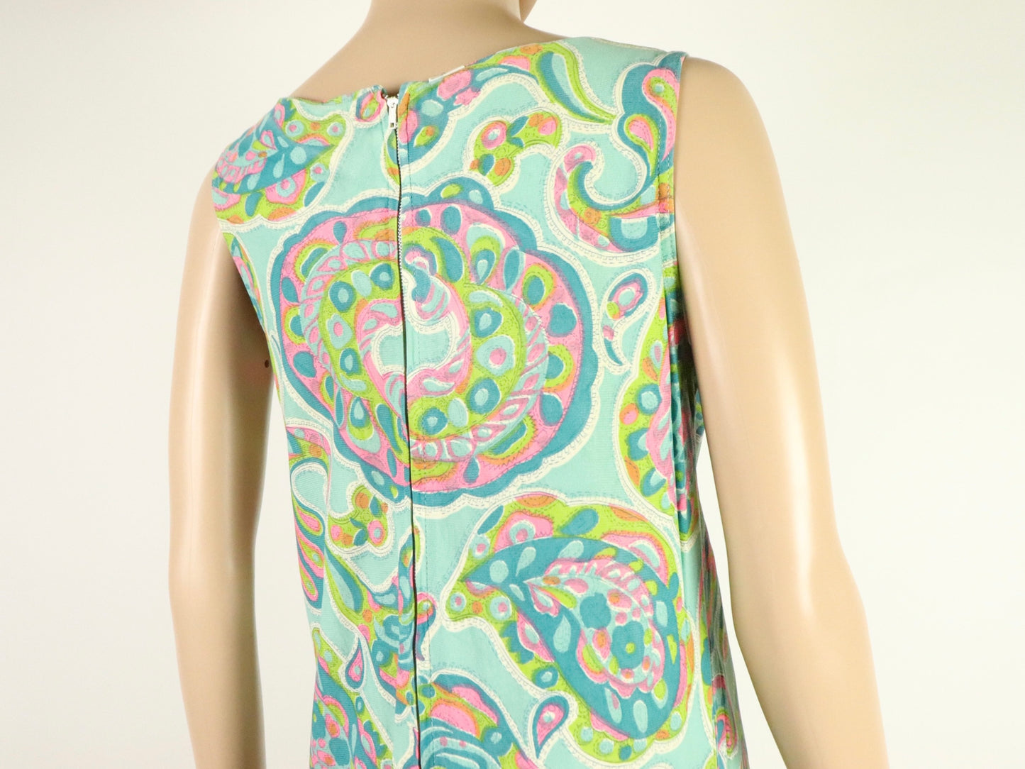 Blue Paisley Psychedelic Mini Dress, 1970s Vintage