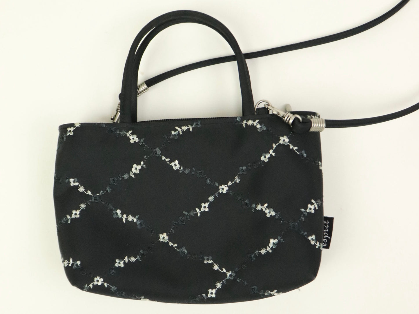 Black Floral Esprit Mini Bag, 1990s Vintage