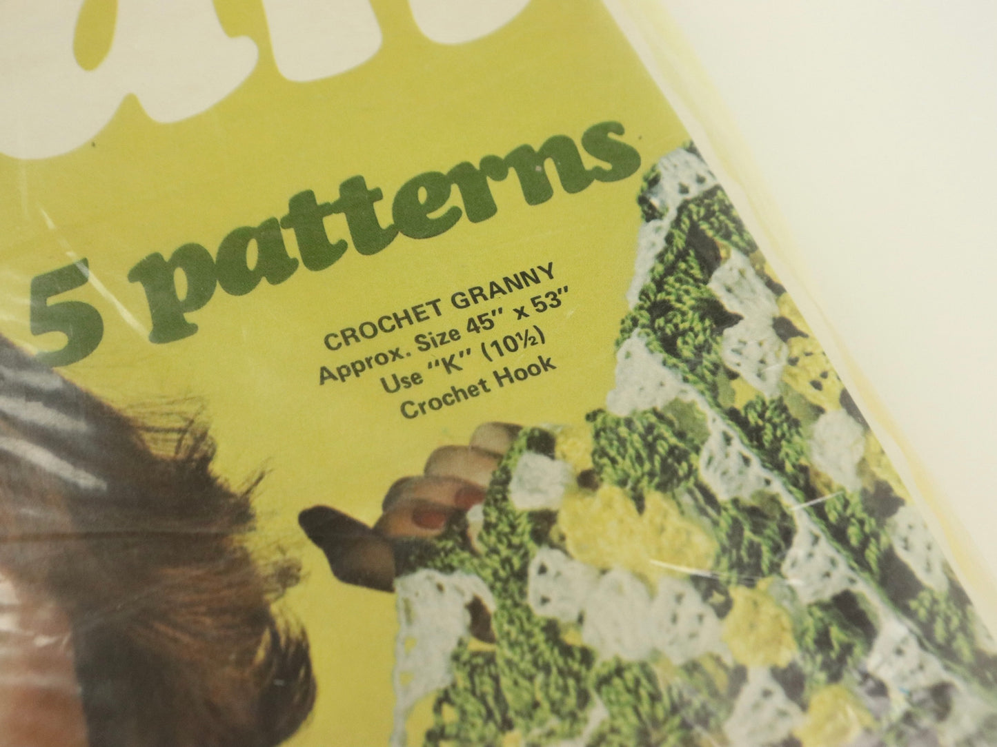 Yellow and Brown Yarn Kits Inc A Creative Kit Afghan 5 In 1 #8000 Made In USA, NEW, 1970s Vintage