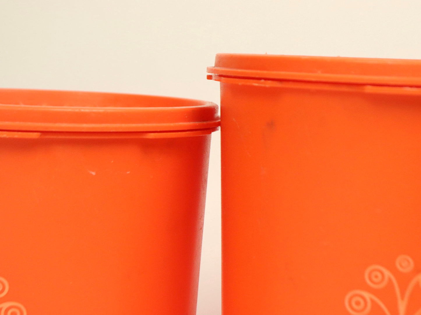 Tupperware Harvest Orange Canister Set With a Servalier Lid, 1970s vintage