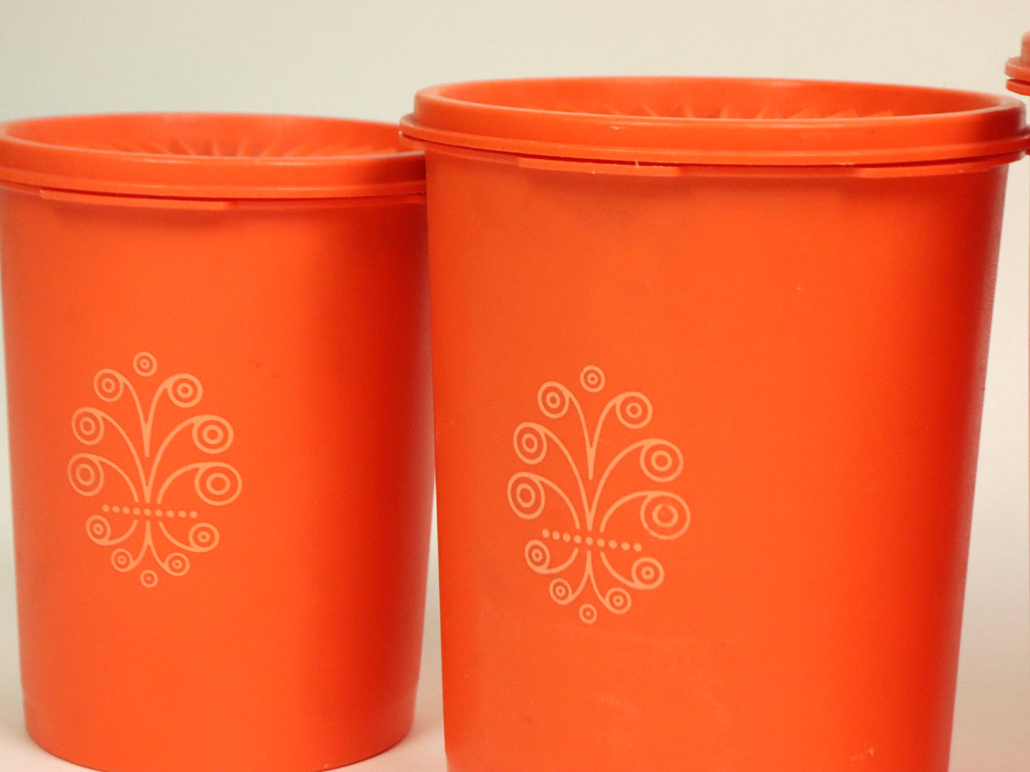 Tupperware Harvest Orange Canister Set With a Servalier Lid, 1970s vintage