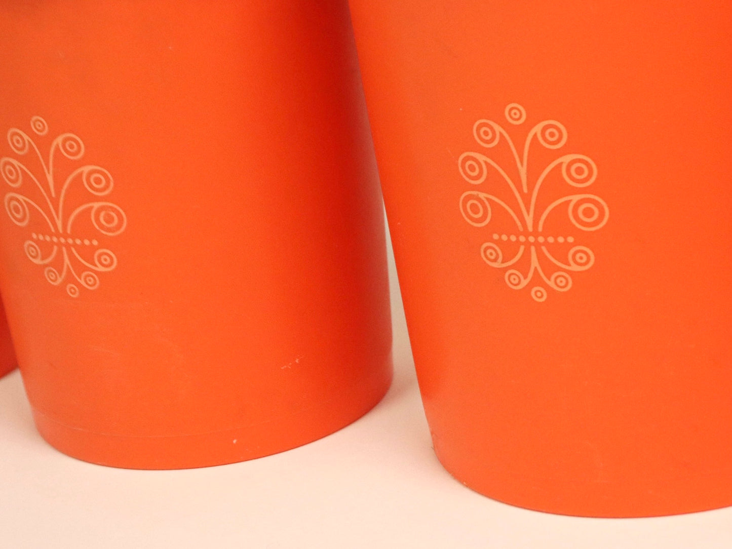 Tupperware Harvest Orange Canister Set With a Servalier Lid, 1970s vintage