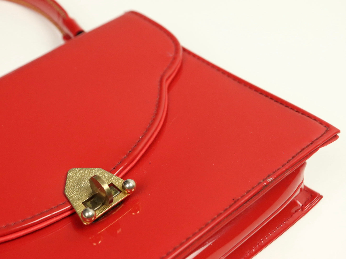 Red Patent Leather Handbag, 1950s Vintage