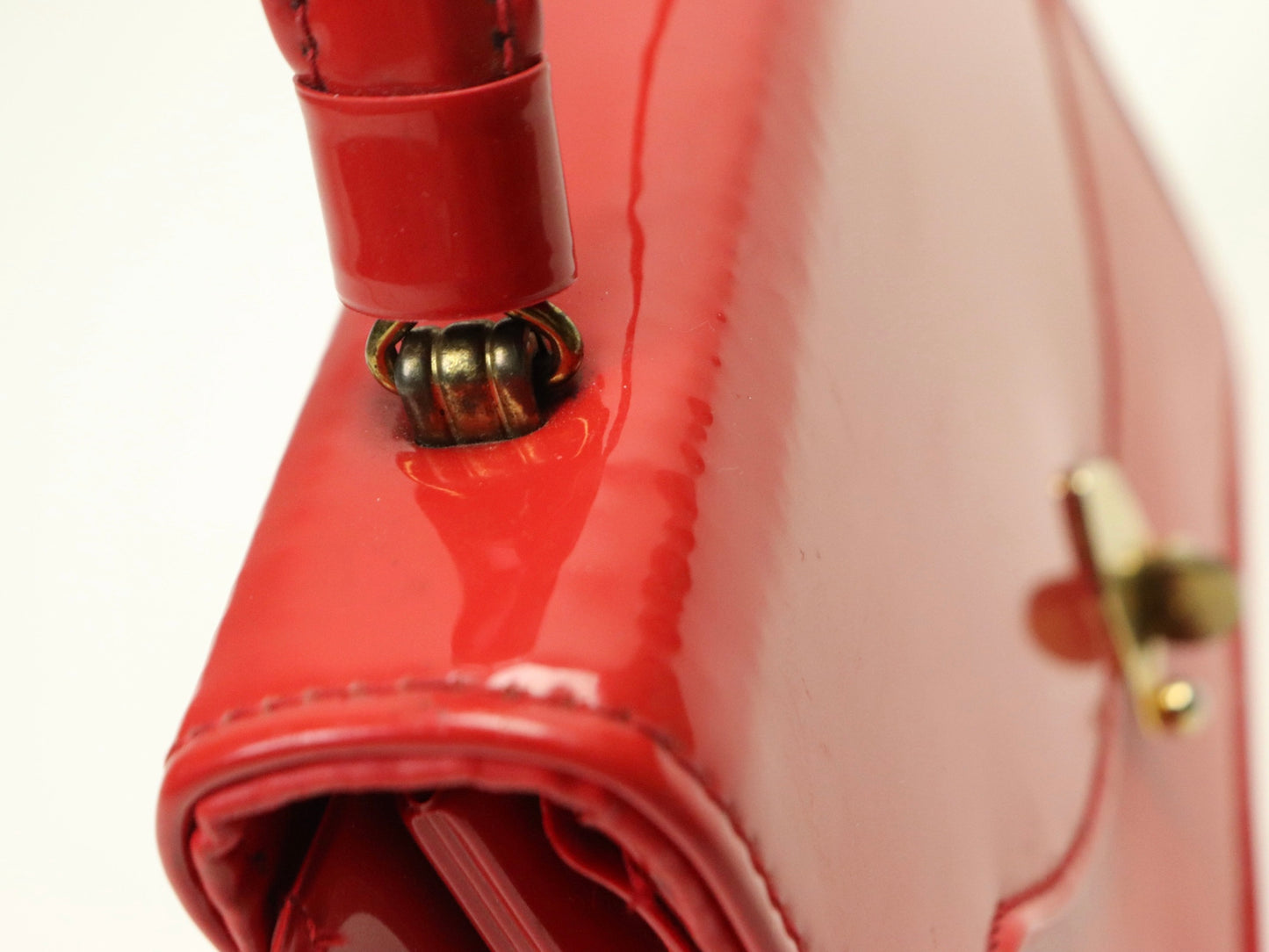 Red Patent Leather Handbag, 1950s Vintage