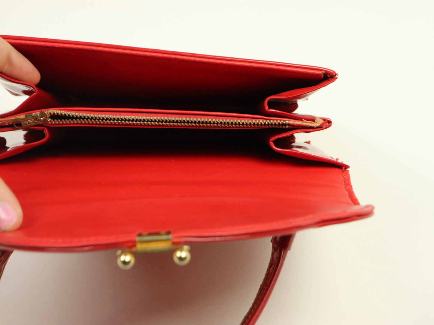 Red Patent Leather Handbag, 1950s Vintage
