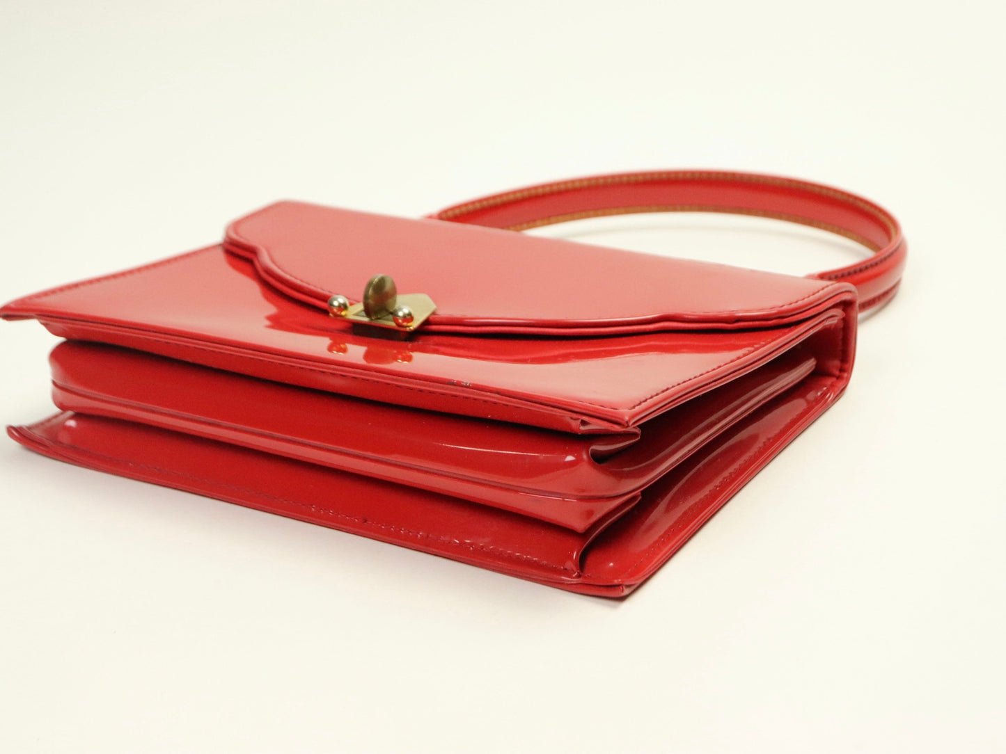 Red Patent Leather Handbag, 1950s Vintage
