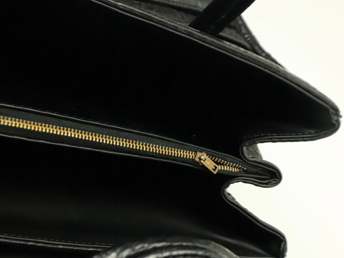 Structured Black Handbag, Croc-Embossed Leather with Gold-Tone Hardware, 1950s Vintage