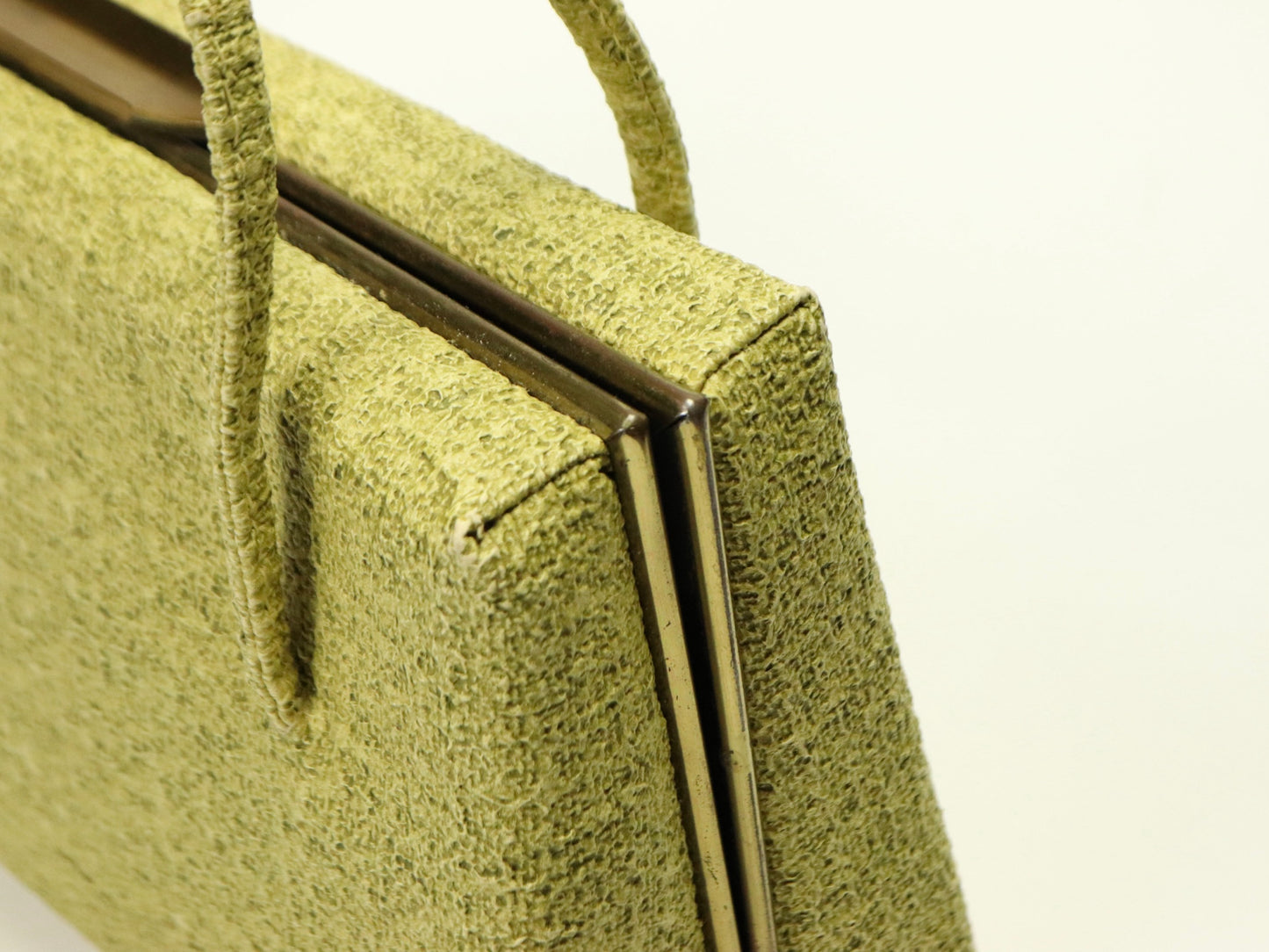 Chartreuse Green Structured Handbag with Gold Clasp, 1960s Vintage