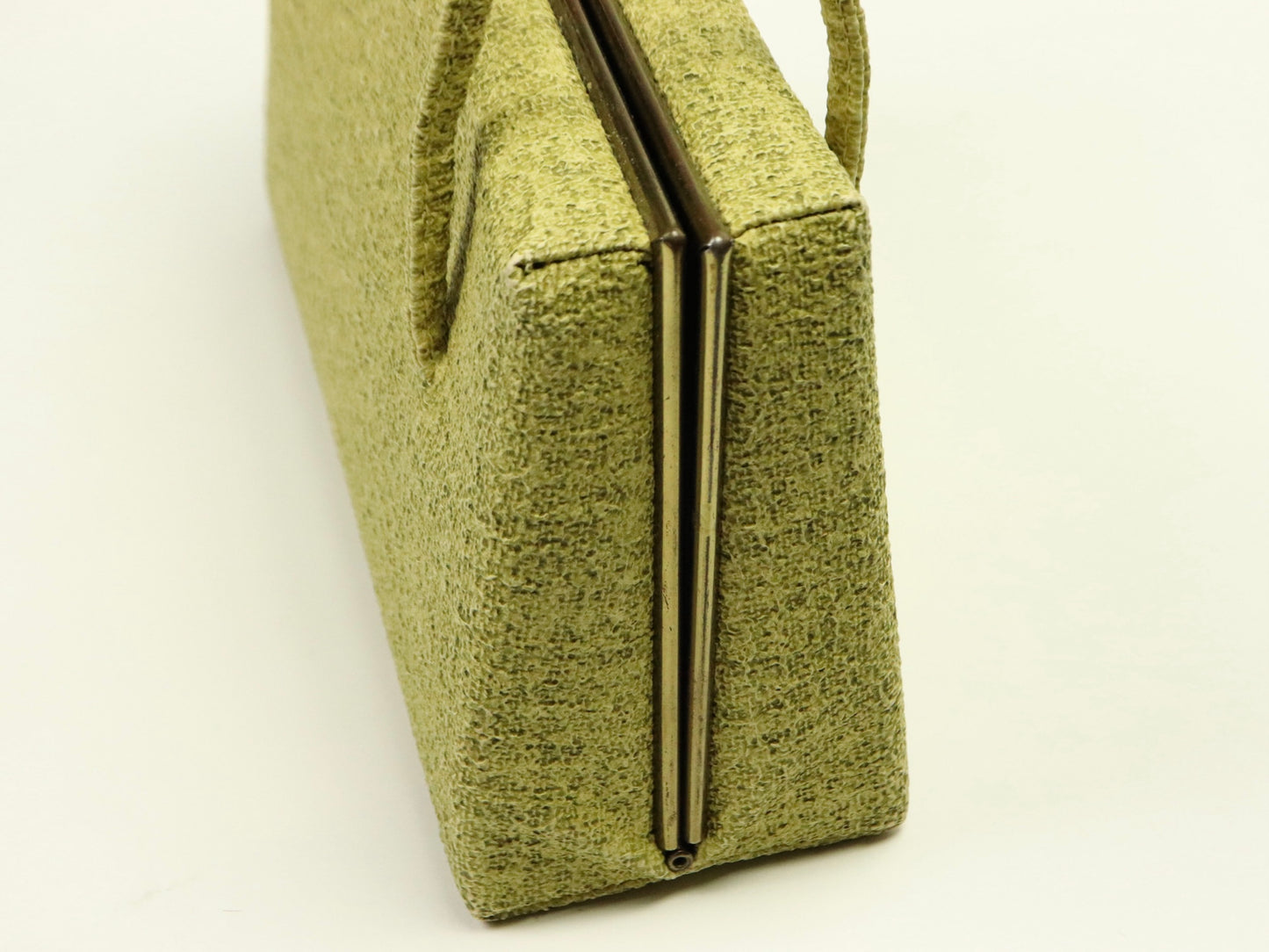 Chartreuse Green Structured Handbag with Gold Clasp, 1960s Vintage