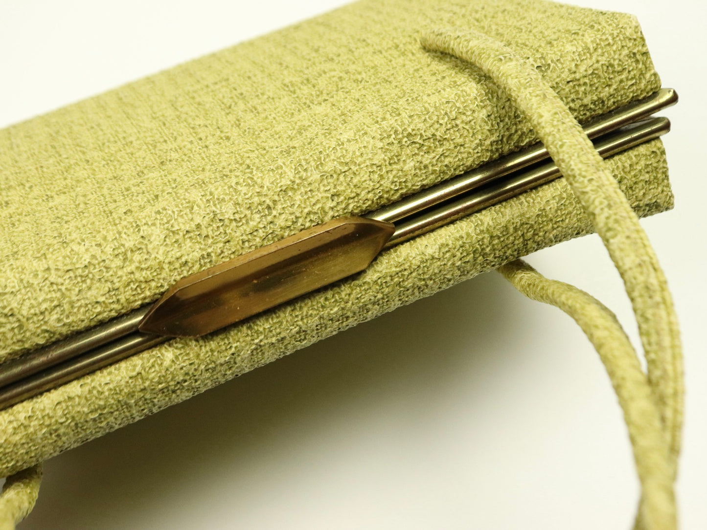 Chartreuse Green Structured Handbag with Gold Clasp, 1960s Vintage