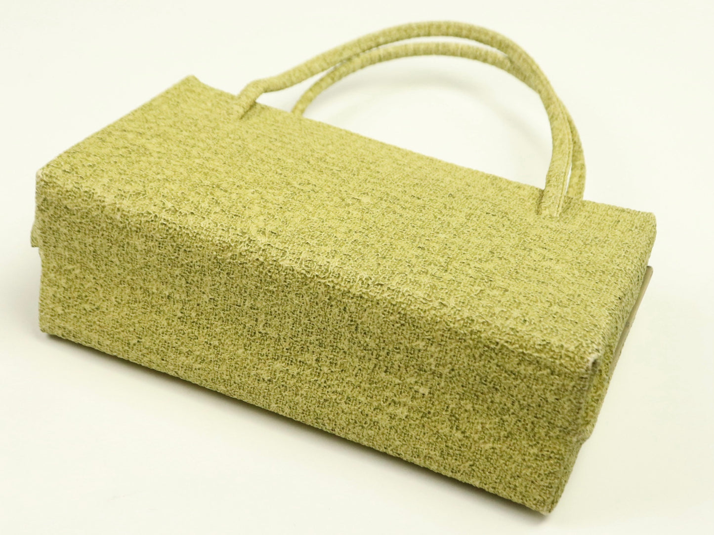 Chartreuse Green Structured Handbag with Gold Clasp, 1960s Vintage