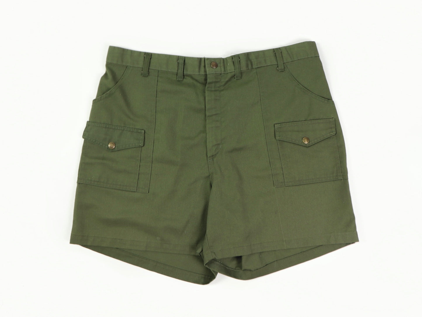 Army Green Men’s Shorts, Official Boys Scouts Uniform, 1970s Vintage