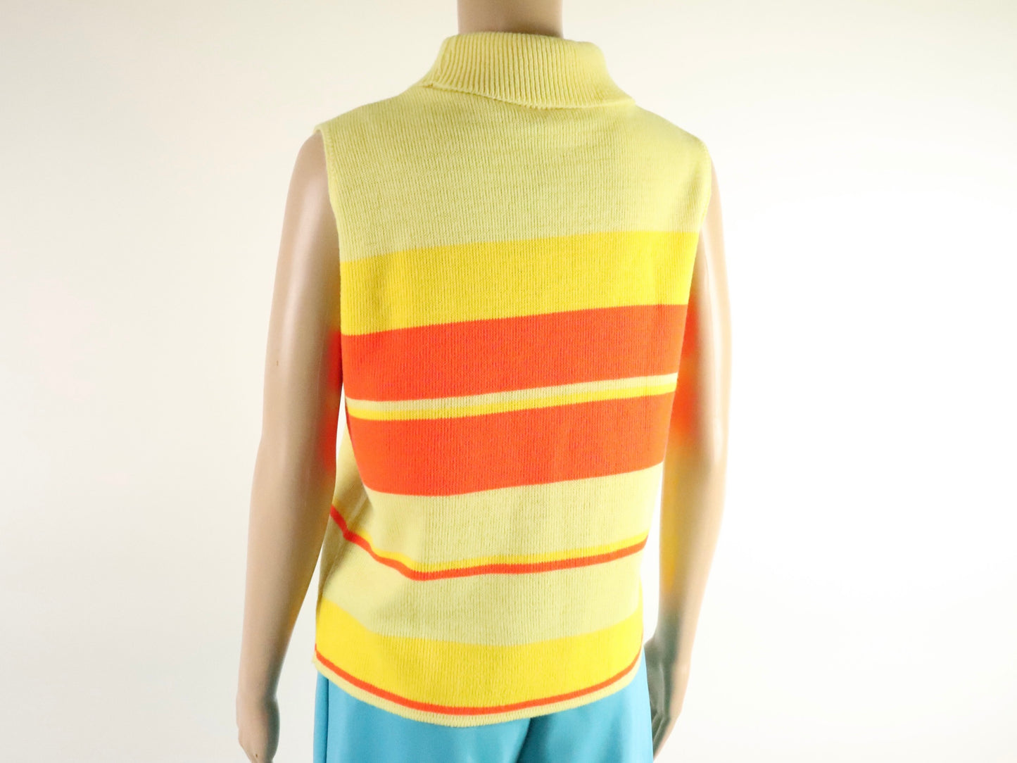 Yellow Striped Turtleneck Top, 1970s Vintage