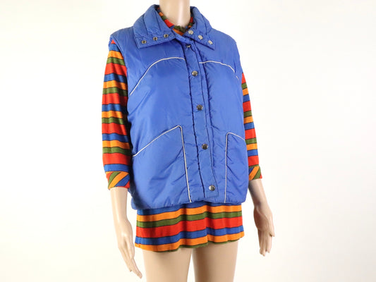 Blue Puffer Vest, 1970s Vintage