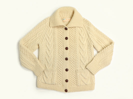 Cream Hand Knitted Wool Sweater, Glenairn, 1950s Vintage