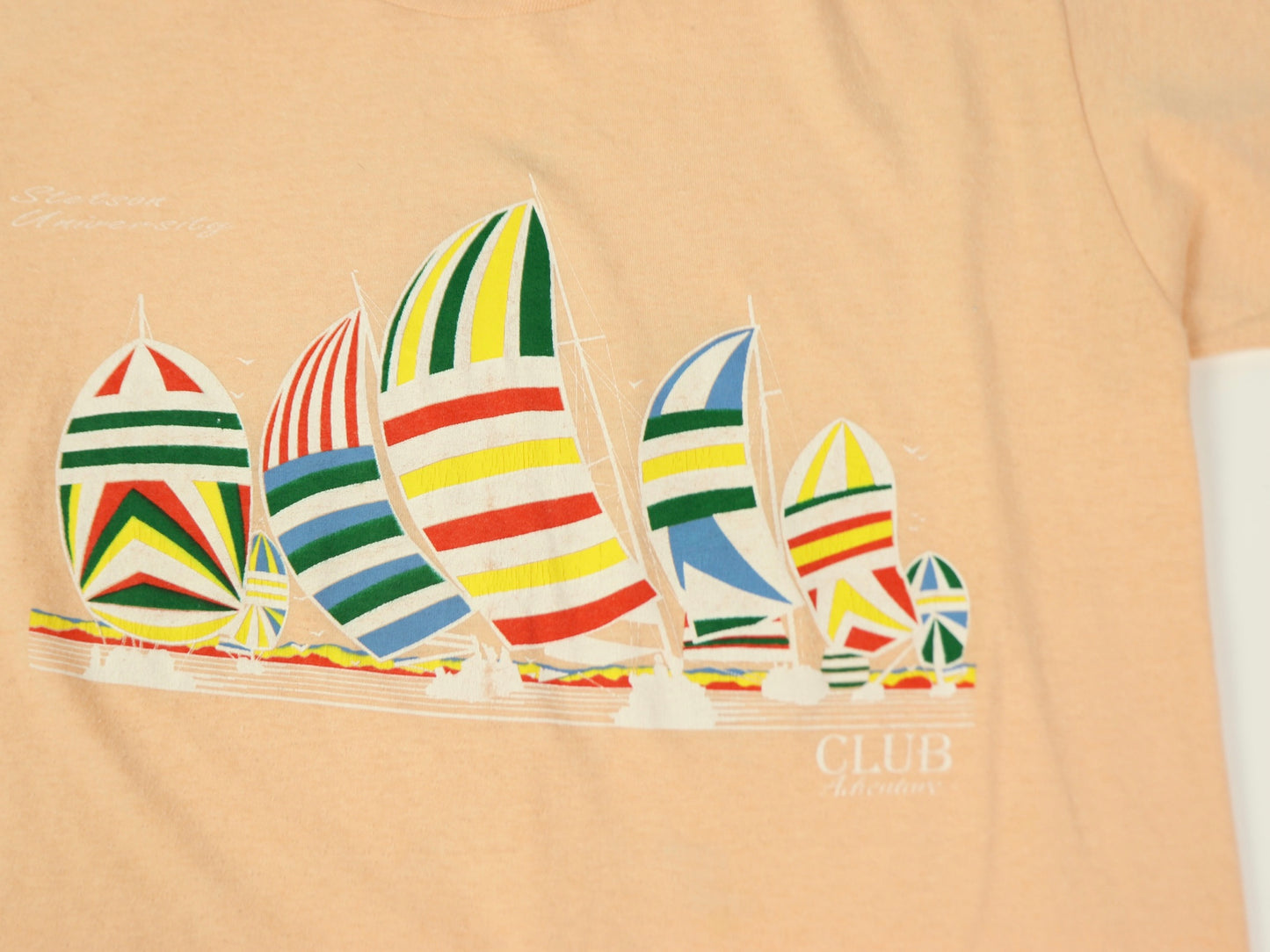 Peach Stetson University Sailboat T-shirt, 1980s Vintage